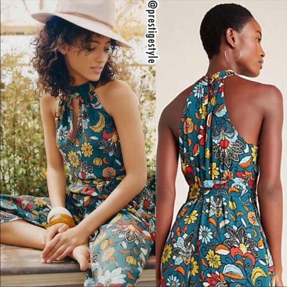 ANTHROPOLOGIE Geneva Halter Wide Leg Jumpsuit - Picture 4 of 7